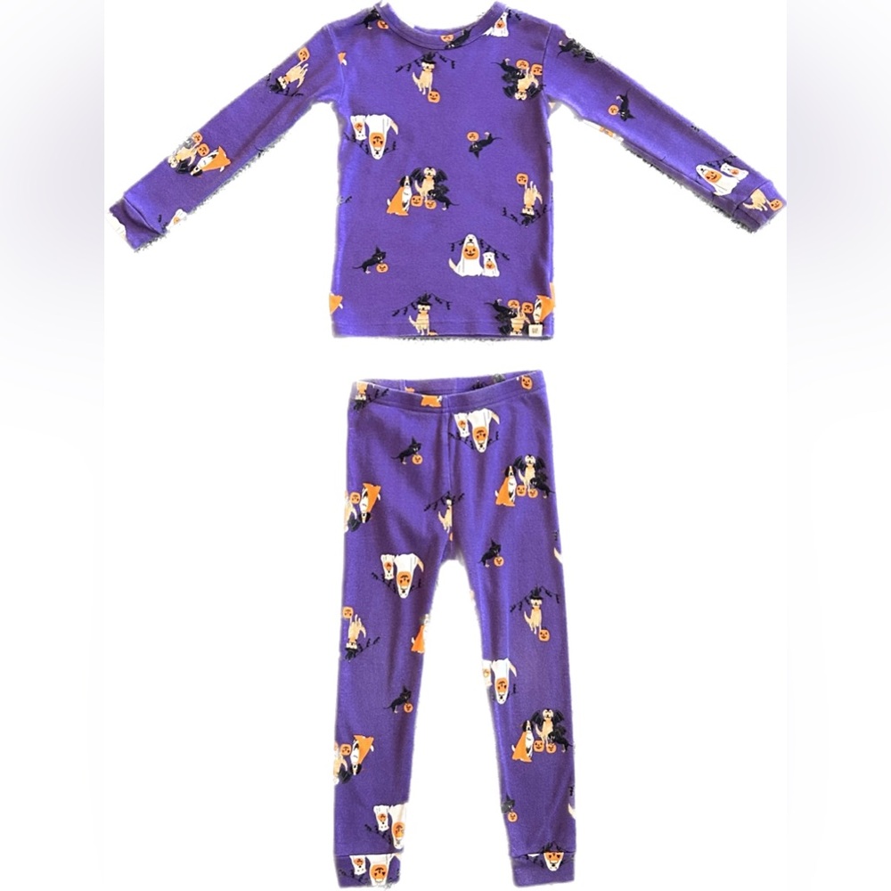 Baby Gap dark purple dog halloween print two piece pajamas size 4t